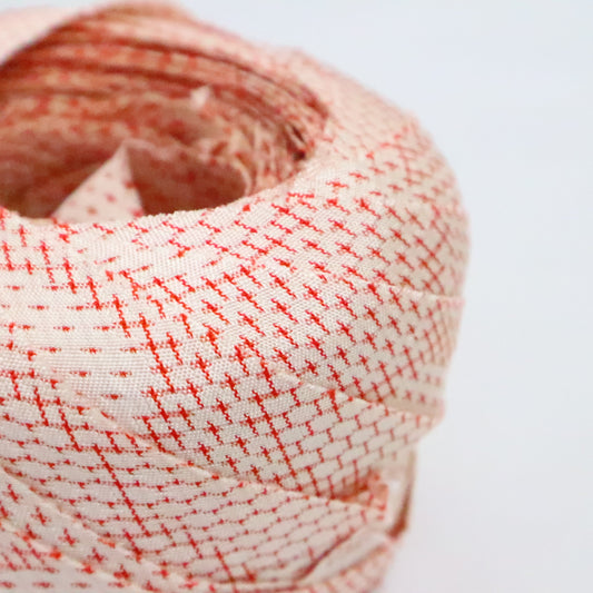 Red peony pattern, kasuri pattern, pongee on white background (Y02308021)