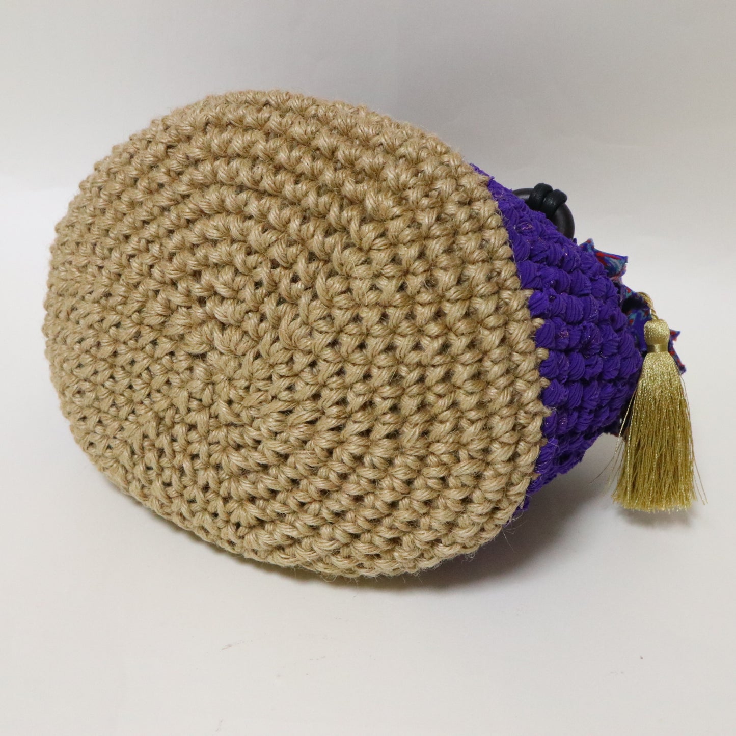 紫のkimonoyarn×麻紐のバッグ | MSE