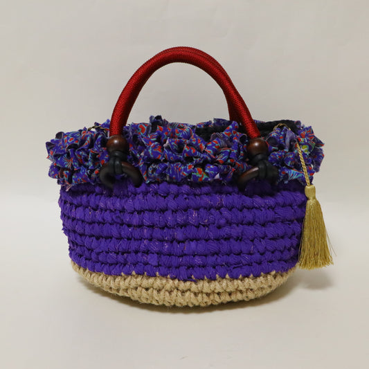 紫のkimonoyarn×麻紐のバッグ | MSE