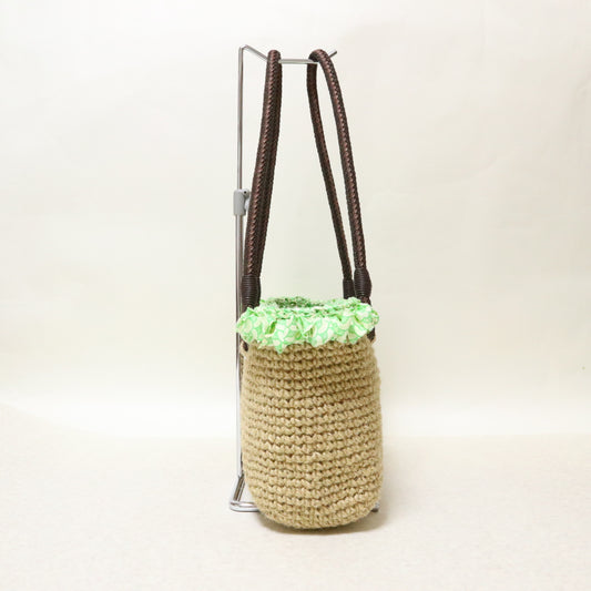 黄緑青海波フリル×ジュートbag横長 | MSE