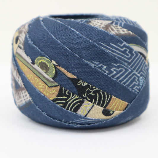 Indigo muslin with auspicious patterns such as Saaya (Y02408006)