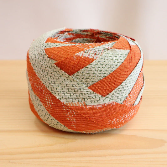 Orange and gray lattice pattern pongee (Y00000713)