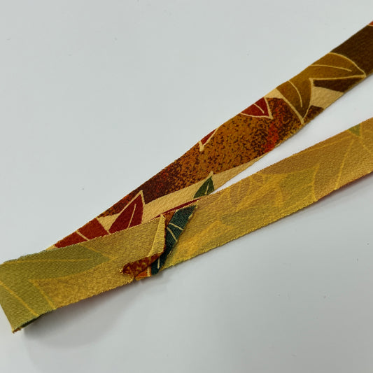 Orange with green/yellow/blue/brown maple pattern/crepe (Y00010013)