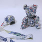 [Recommended yarn for bears] 30m ball / White background with blue, green, and red spring and autumn floral pattern, pure silk