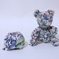 [Recommended yarn for bears] 30m ball / White background with blue, green, and red spring and autumn floral pattern, pure silk