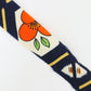 Dark navy with white and orange camellia pattern wool (muslin) (Y02312038)