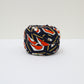 Dark navy with white and orange camellia pattern wool (muslin) (Y02312038)