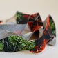 Muslin with red, yellow and green floral pattern on a black background (Y02507003)