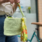 [Finished product] Lime green bag with kimonoyarn tassel