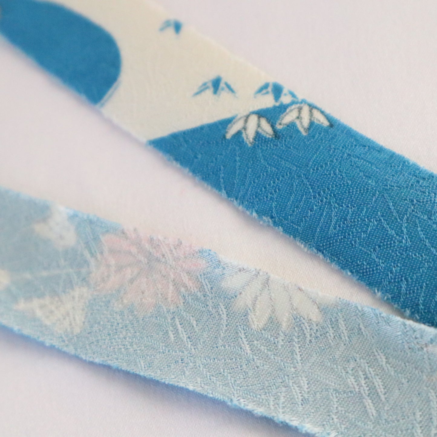 Pale blue with small floral pattern - Chirimen (Y02212009)