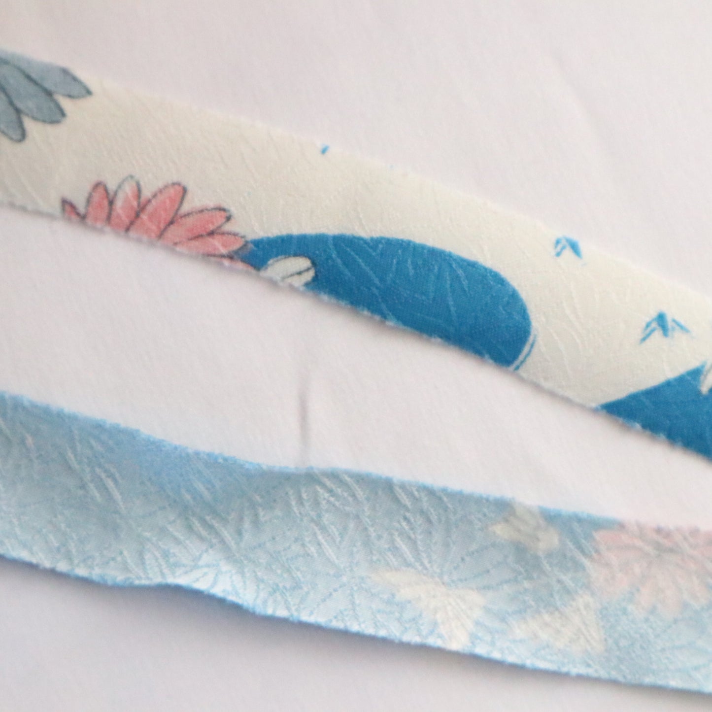 Pale blue with small floral pattern - Chirimen (Y02212009)