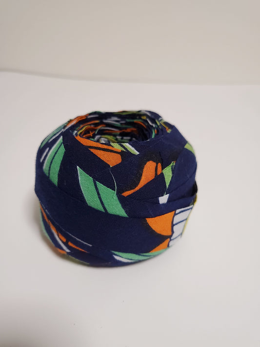 (Yukata) Navy with orange, yellow, white, and green patterns (YY00005060)